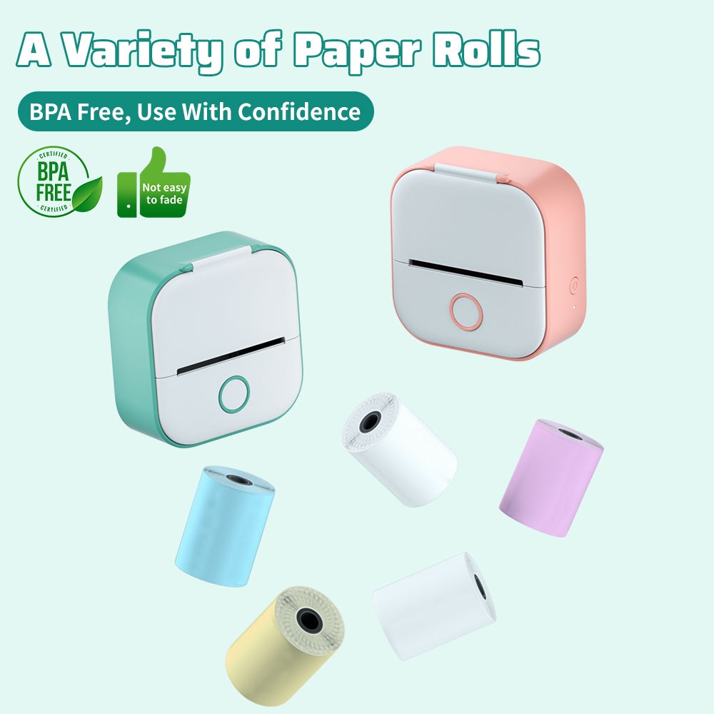 Inkless Mini Printer w/ sticker paper