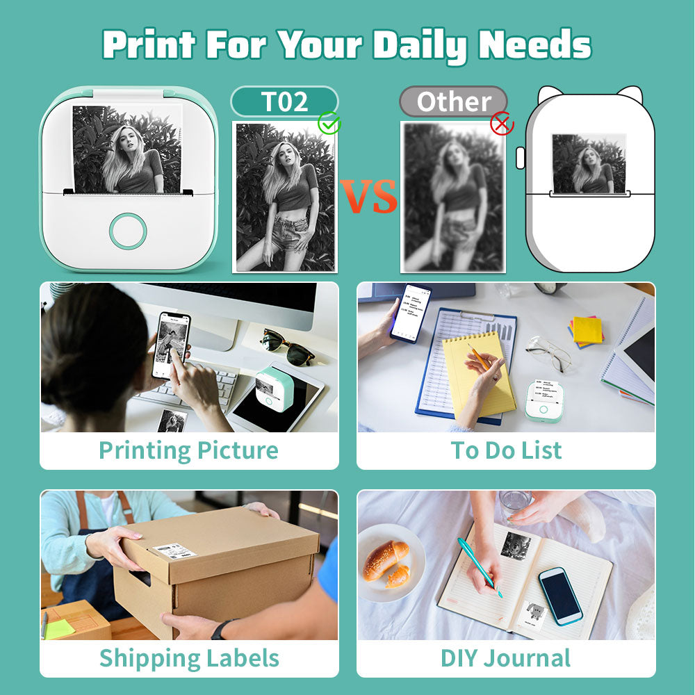 Inkless Mini Printer w/ sticker paper